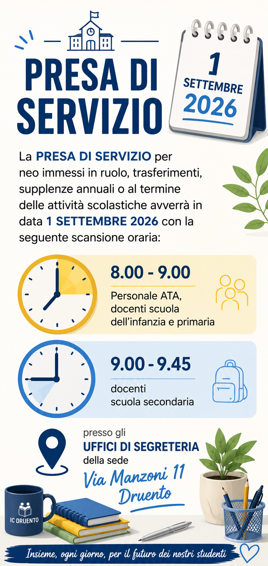 PRESA DI SERVIZIO 1 SETTEMBRE 2026